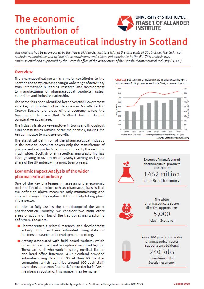 The economic contribution of the pharmaceutical industry in Scotland