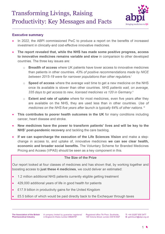 PwC - Transforming Lives and Raising Productivity Factsheet