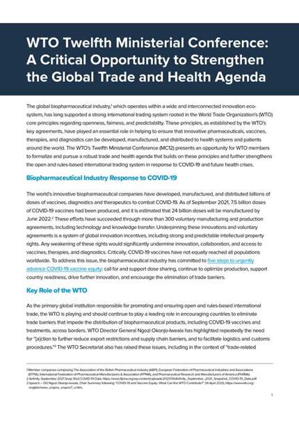 WTO Twelfth Ministerial Conference: A Critical Opportunity to Strengthen the Global Trade and Health Agenda